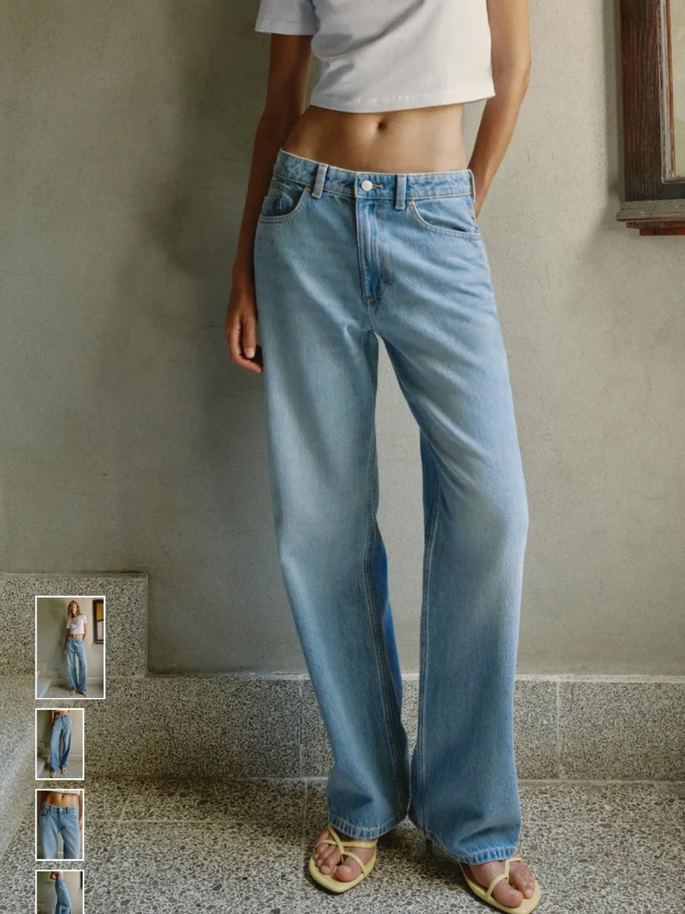 Zara Light Blue Wide-Leg Jeans for Women
